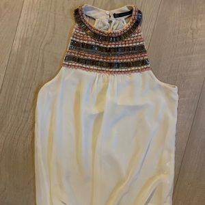 Zara Trafaluc white beaded tank